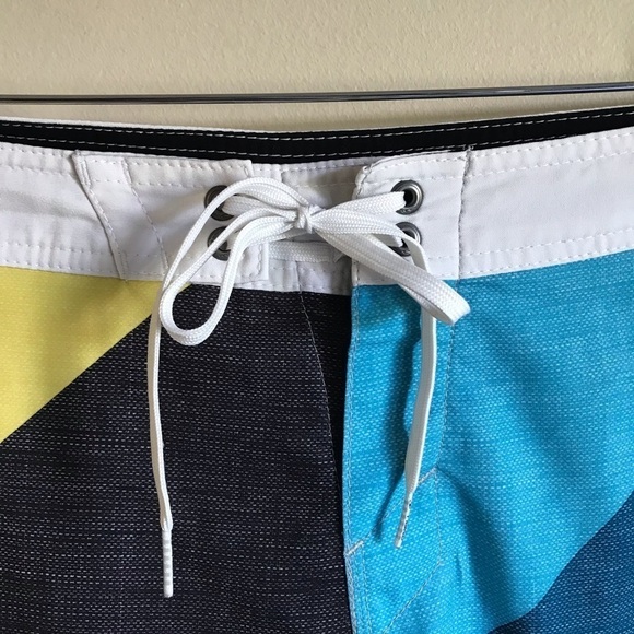 O’Neill Hybrid Board Swim Shorts Blue Yellow White Size 34 - Picture 6 of 10